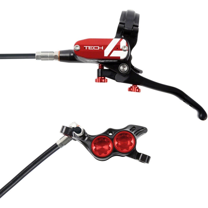 Hope Tech 4 E4 Disc Brake and Lever Set – Rear Hydraulic Post Mount Red