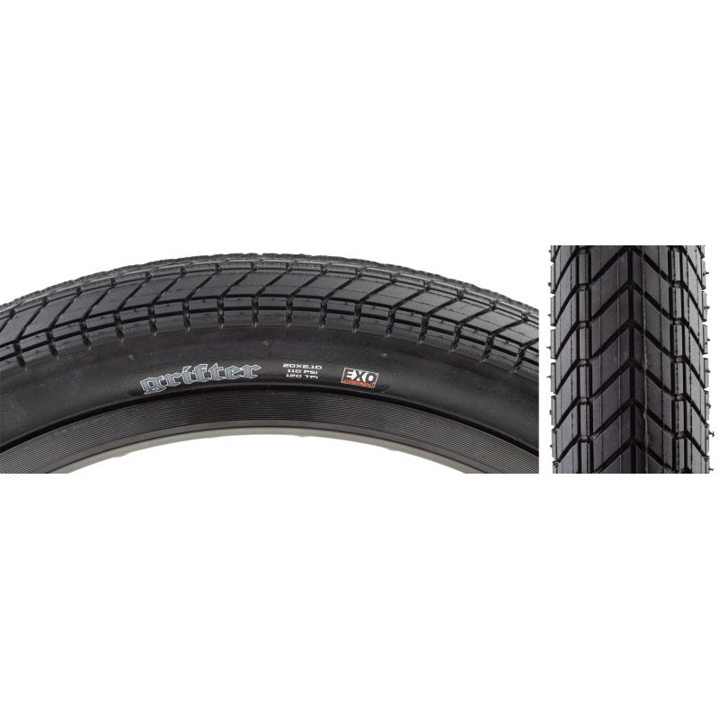 Maxxis Grifter Tire – 20 x 2.10 Clincher Folding Black Dual EXO