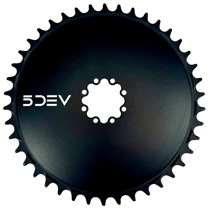 Premium 5Dev Aluminum Aero Road Chainrings  Lightweight, Durable 7075 Aluminum, 8-Bolt SRAM/Schwinn Compatibility, Shark Fin Tooth Design Black 42