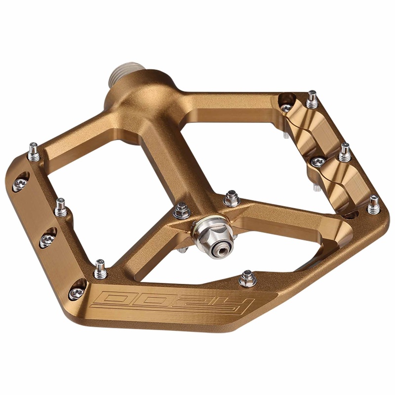 Premium Aluminum Spank Oozy Pedals with Bronze Finish | Forged CNC Engineering, Hollow CrMo Axle, Ultra-Grip Pins, Durable Sealed Bearings Bronze