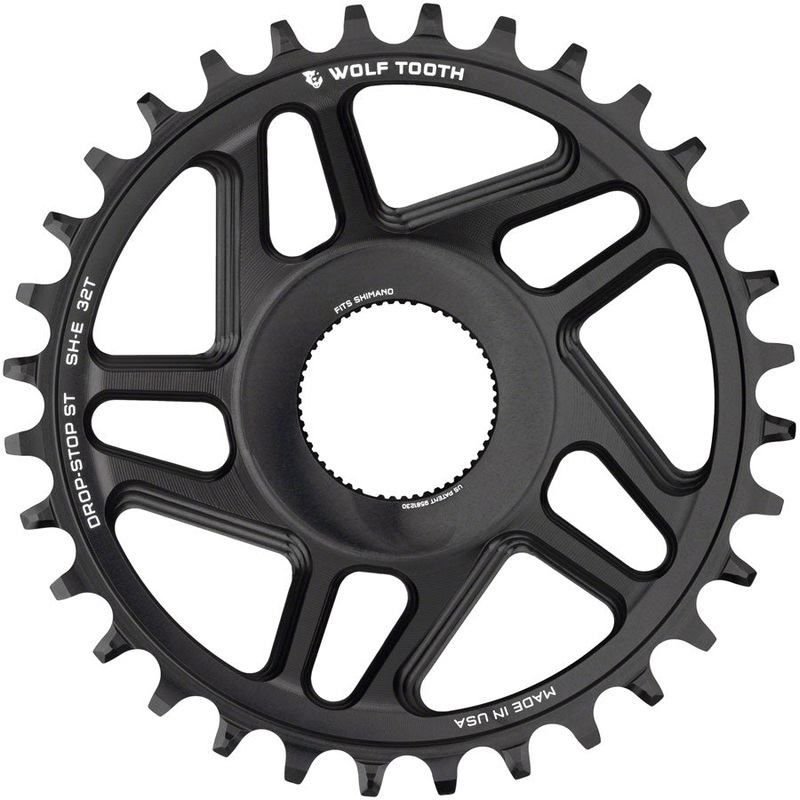 Wolf Tooth Shimano EP-8 Direct Mount Chainring – Drop-Stop ST, 34T, Black