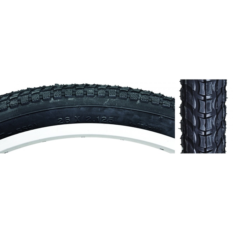 Sunlite Cruiser 927 26 x 2.125 Balloon Bicycle Tires  Versatile, Shock-Absorbing, Reflective Sidewall Cruiser Tires for Comfort & Style Bk/Blk