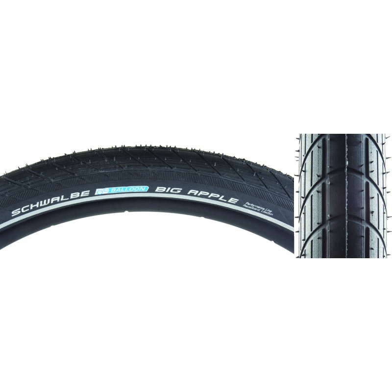 Schwalbe Big Apple Tire – 26 x 2 Clincher Wire BLK/Reflective Performance Line