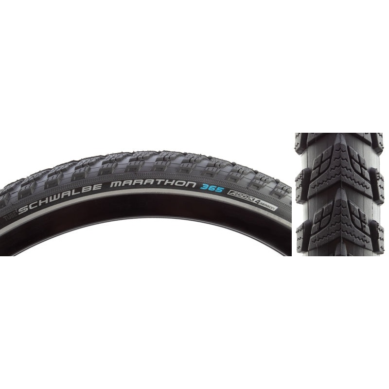 Schwalbe Marathon 365 Tire – 700 x 35 Clincher Wire BLK/Reflective Performance Line GreenGuard Addix 4Season E-50