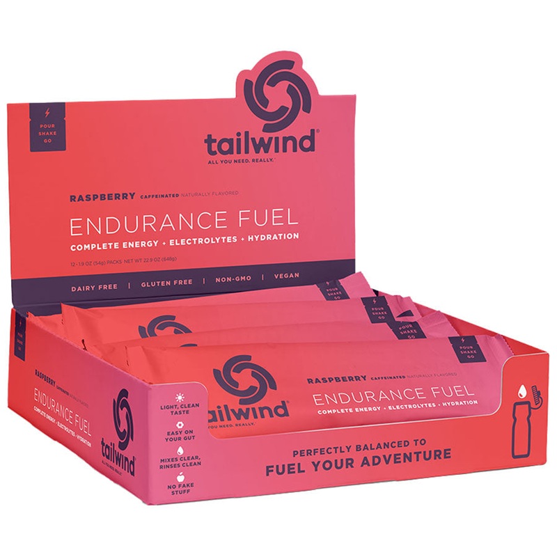 Tailwind Endurance Fuel Raspberry – Caffeinated, Box of 12 Single Servings