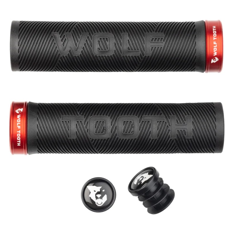 Wolf Tooth Echo Lock-On MTB Grips  Black-Red Black – Red