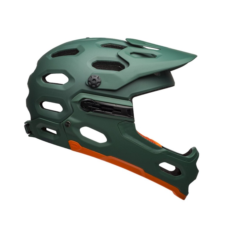 Bell Super 3R MIPS Full Face Helmet – Matt Dark Green-Orange – 2019 Matt Dark Green – Orange Medium