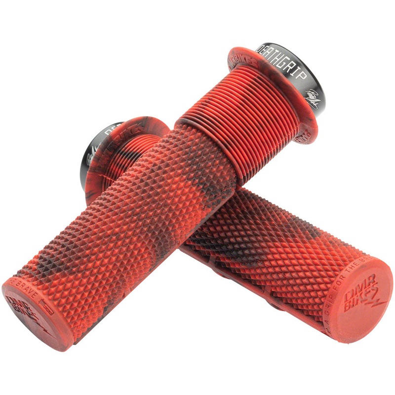 DMR DeathGrip Flanged Grips – Thick Lock-On Marble Red