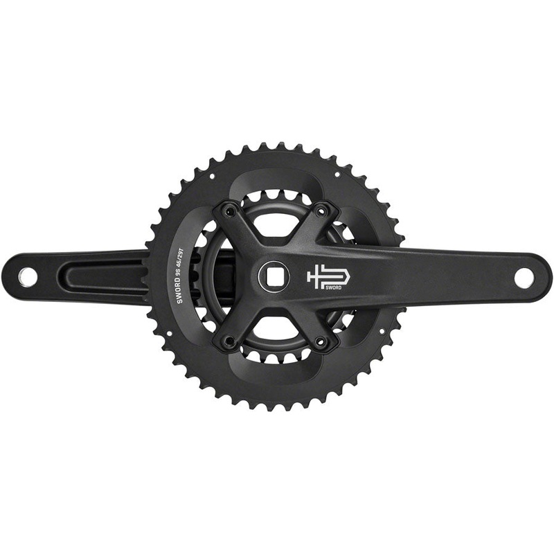 microSHIFT Sword BLK 2x Crankset – 165mm 9-Speed 46/29t 110/80 Asym BCD JIS Square Taper Spindle Interface BLK
