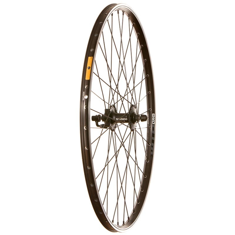 Shimano M475 on WTB DX18 Disc 700c Road Wheel – Front Black 100mmQR – 6-Bolt – 32h