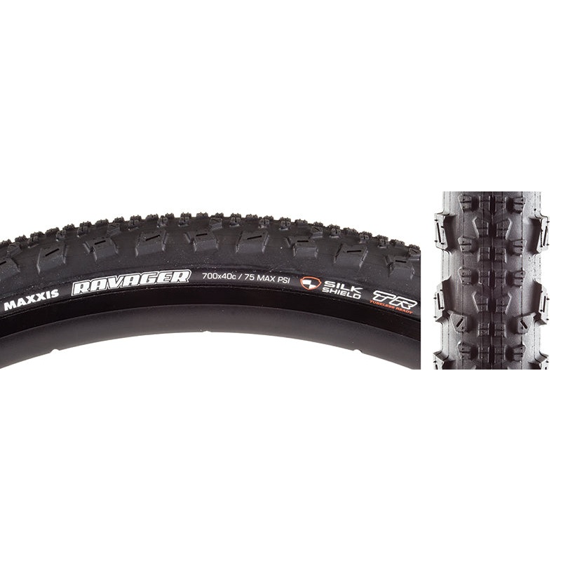 Maxxis Ravager Tire – 700 x 40 Tubeless Folding Black Dual SilkShield