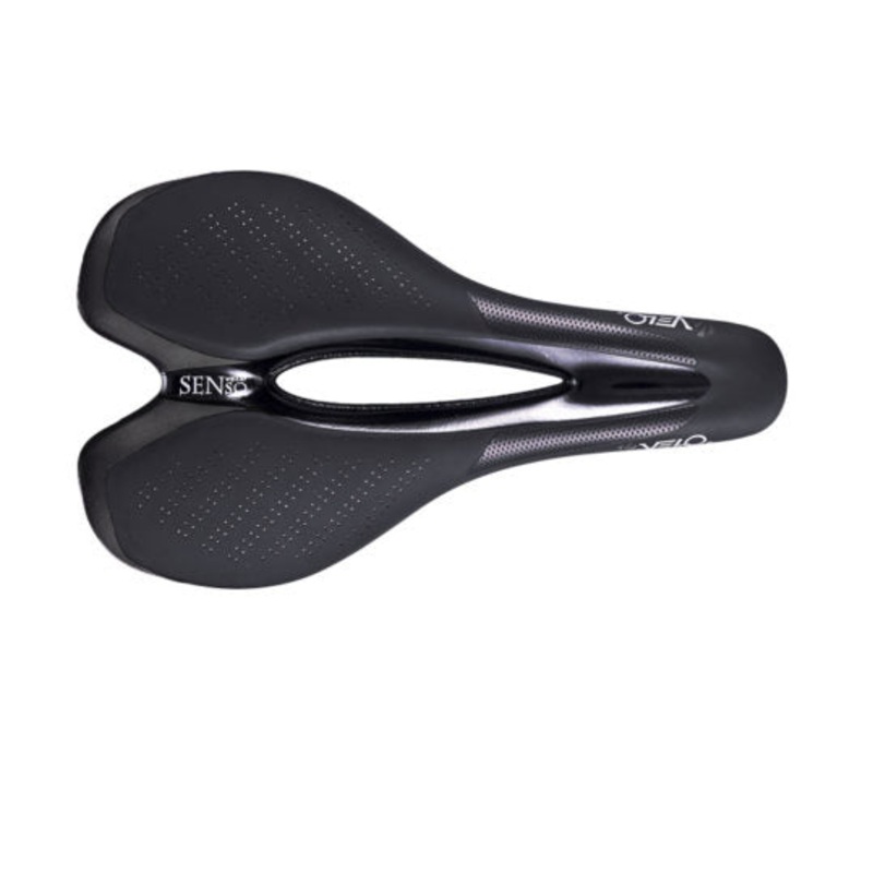 Velo Senso TT+ Saddle – 158mm – Black-Black Black – Black Carbon Rail