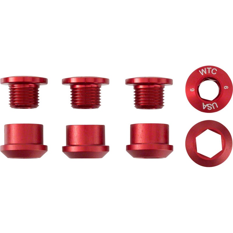Wolf Tooth Components Set of 4 Chainring Bolts for 1x use Dual Hex Fittings, Red