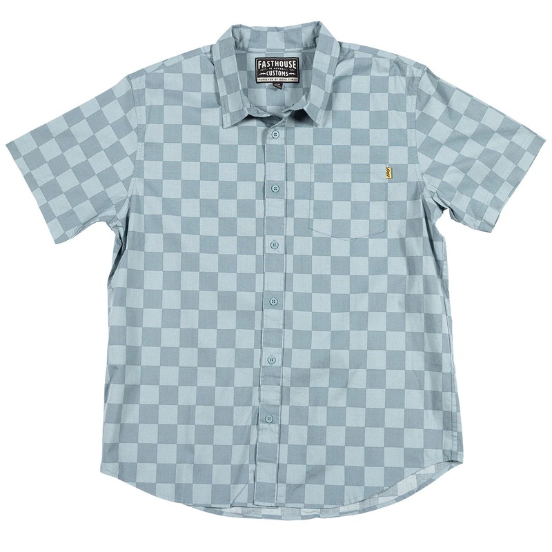 Fasthouse Winston Short Sleeve Button Up Shirt – Blue Blue Small