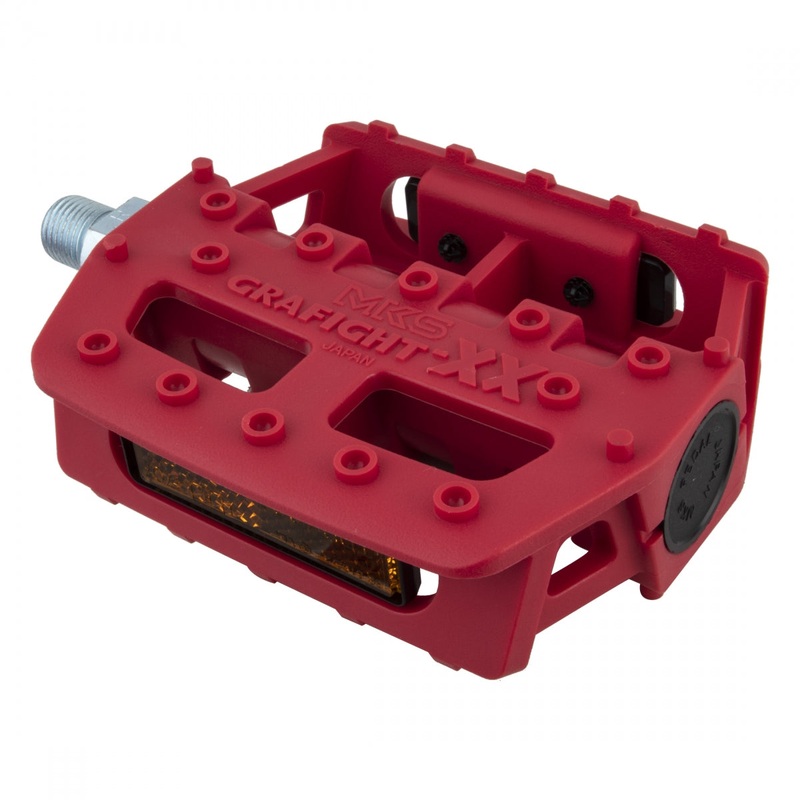 MKS Grafight-XX Pedals 1/2″ Concave Fiberglass/Composite Body Molded Pins Red