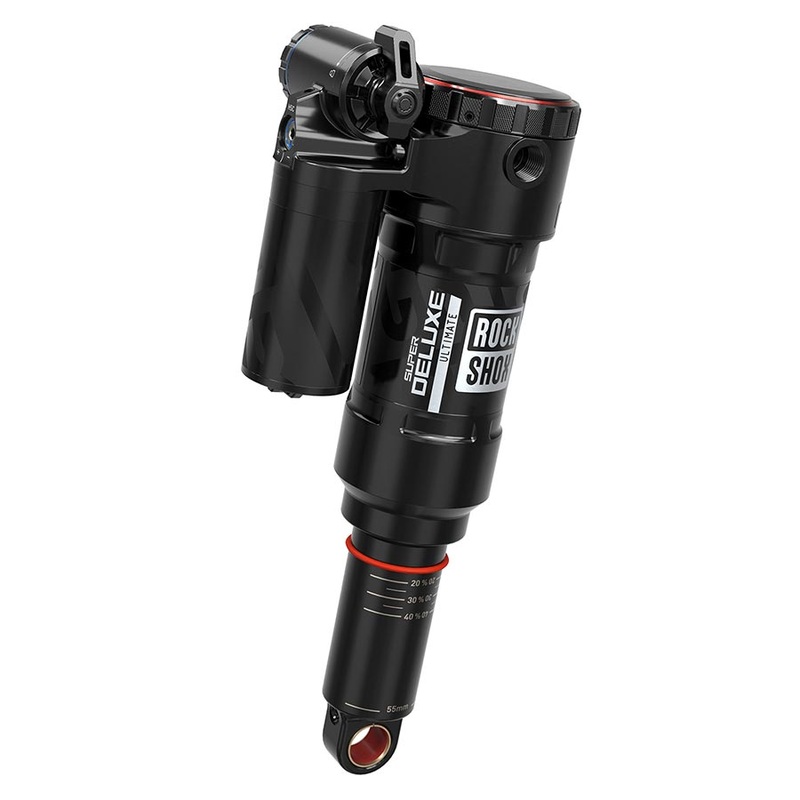 RockShox Super Deluxe Ultimate RC2T Rear shock 185×47.5 Shaft Eyelet: Trunnion Body Eyelet: Standard Linear 0 Neg/1 Pos Token Linear Reb/LowComp 320lb Threshold