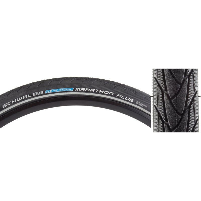 Schwalbe Marathon Plus Tire – 20 x 1.75 Clincher Wire BLK/Reflective Performance Line