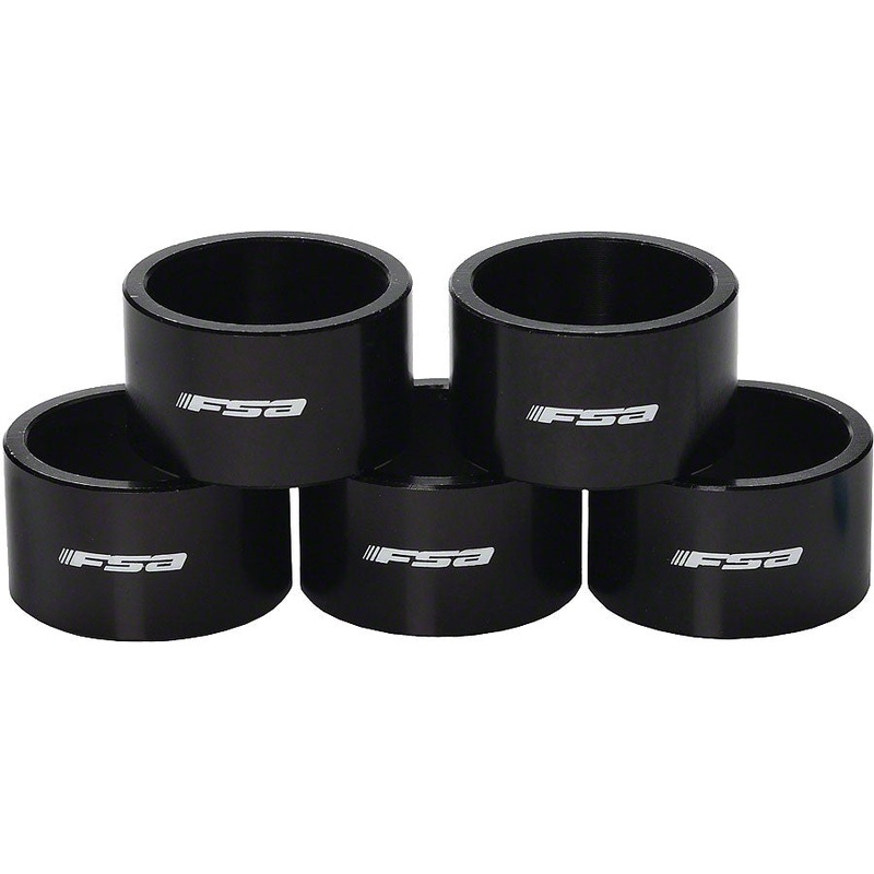 Full Speed Ahead 1-1/8″x20mm Headset Spacers Black Alloy with Logo Bag of 5