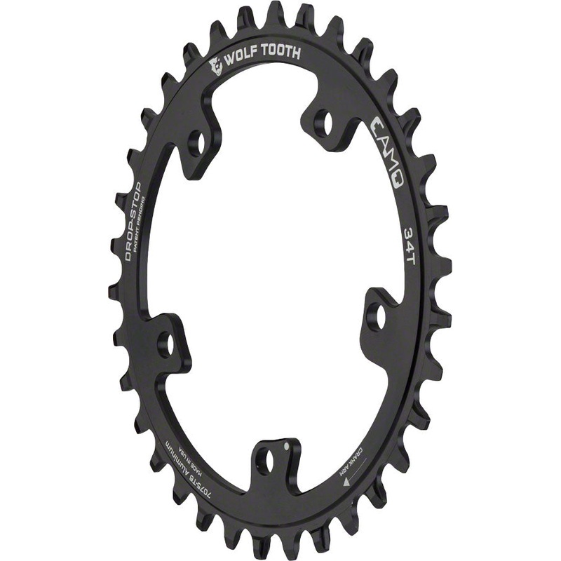 Wolf Tooth CAMO Aluminum Chainring – 34t, Wolf Tooth CAMO Mount, Drop-Stop A, Black