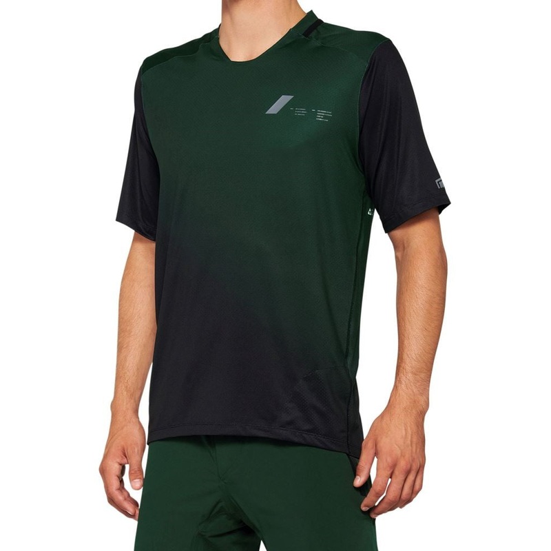 100% Celium Short Sleeve MTB Jersey – Green-Black Green – Black Small