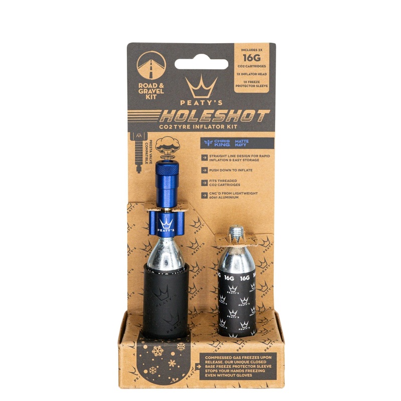 Peatys Holeshot Gravel/Road Tire Inflator Kit w/ CO2 Cartridges – Navy