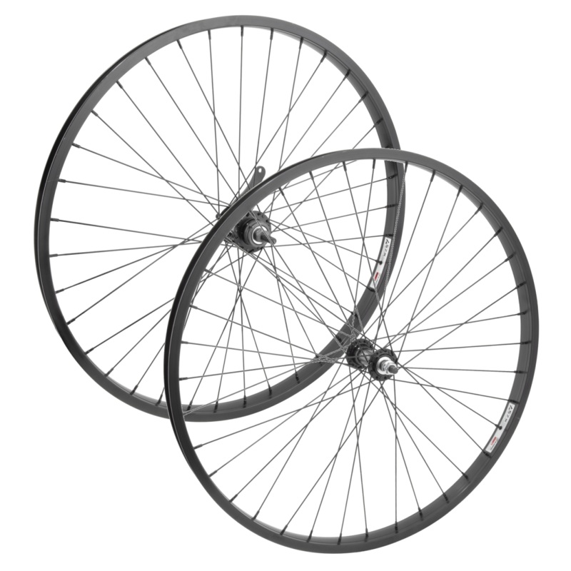 26in Wheel Bundle: WEI AS7X Rear & Front Tubeless-Ready Bicycle Wheels with Steel Hubs, 36H Spokes, Black Finish