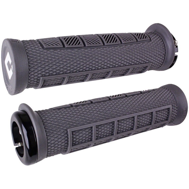 ODI Elite Pro Grips – Graphite Black Lock-On Half Waffle Flangeless Bicycle Grip