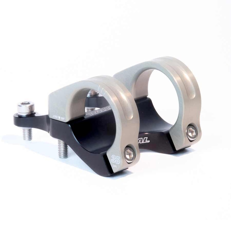 Renthal Integra 35 Stem Clamp: 35mm, L: 50mm, Steerer: Direct Mount, 0, Black/Gold