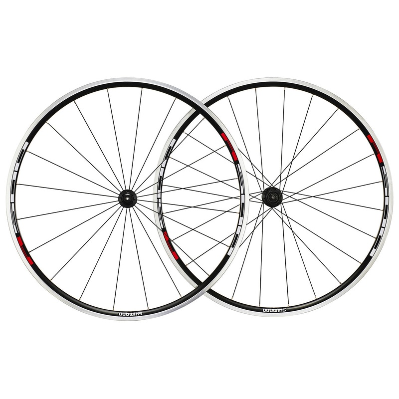 Shimano Tiagra R501 700c Non Disc Road Wheelset – OEM Black – White – Red 9mmQR – Front100/20h – Rear130/24h Shimano HG 8/9/10Spd – Clincher