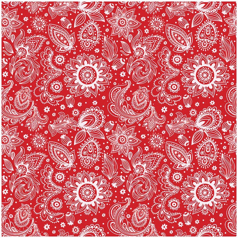 USA Made Cotton Paisley Bandanas Set  Stylish, Durable Headwear & Accessories in Indigo & Red, Versatile for Fashion, Outdoors & Work RED PRIMS PAISLEY