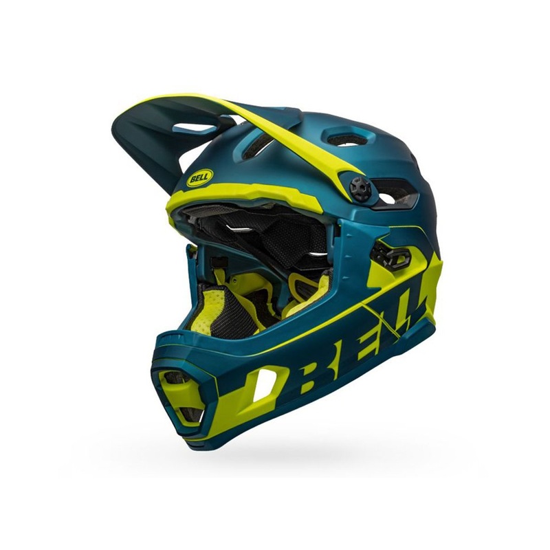 Bell Super DH Spherical Full Face Helmet – Matt Gloss Blue-Hi Viz Matt Gloss Blue – Hi Viz Small