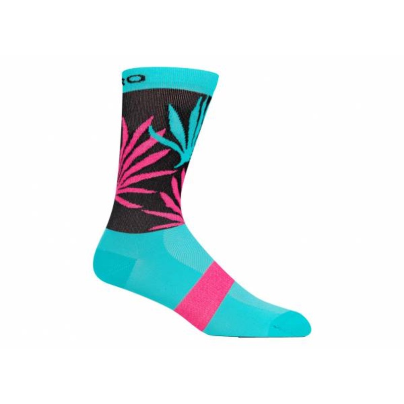 Giro Comp 6″ High Rise Sock – Screaming Teal-Neon Pink – 2022 Screaming Teal – Neon Pink Small