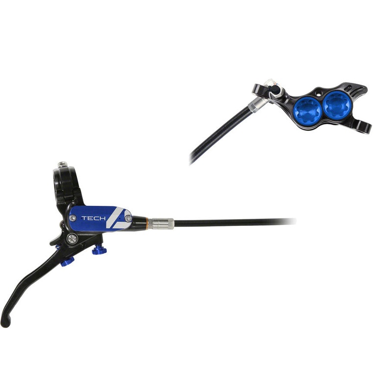Hope Tech 4 E4 Disc Brake and Lever Set – Rear, Hydraulic, Post Mount, Blue