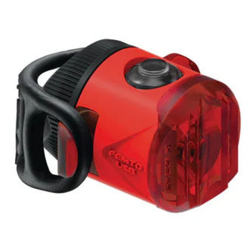 Lezyne Femto USB C Rear Bike Light  Rechargeable, Compact, Bright 15 Lumens, Multiple Flash Modes, Co-molded Body & Silicone Mounting Strap Red