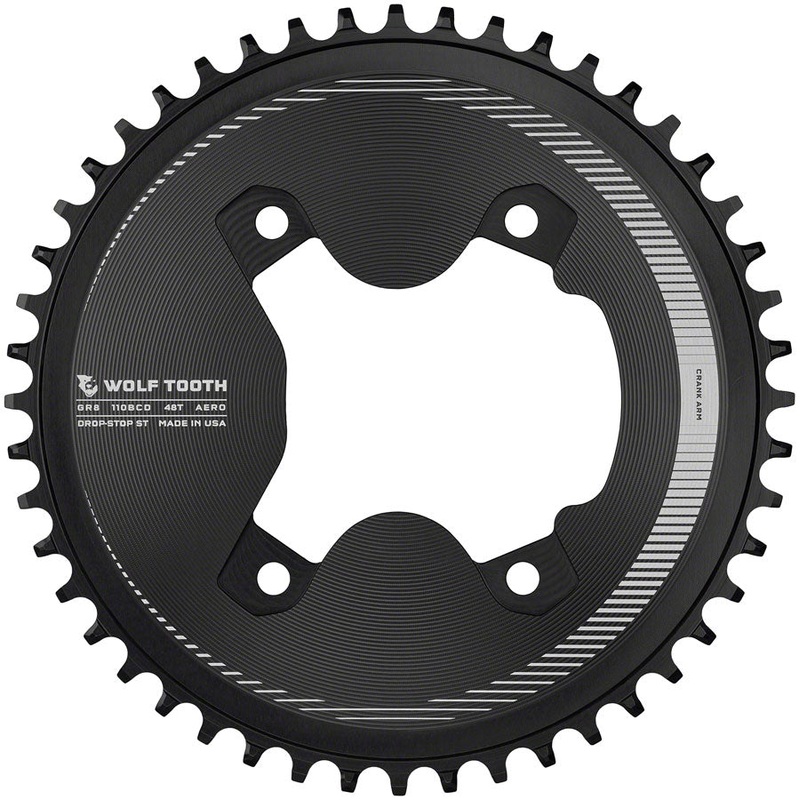 Premium Wolf Tooth Aero 110 Asymmetric BCD 12-Speed Chainrings for Shimano GRX 800 – Lightweight, CNC Machined Aluminum, Drop-Stop Technology 46