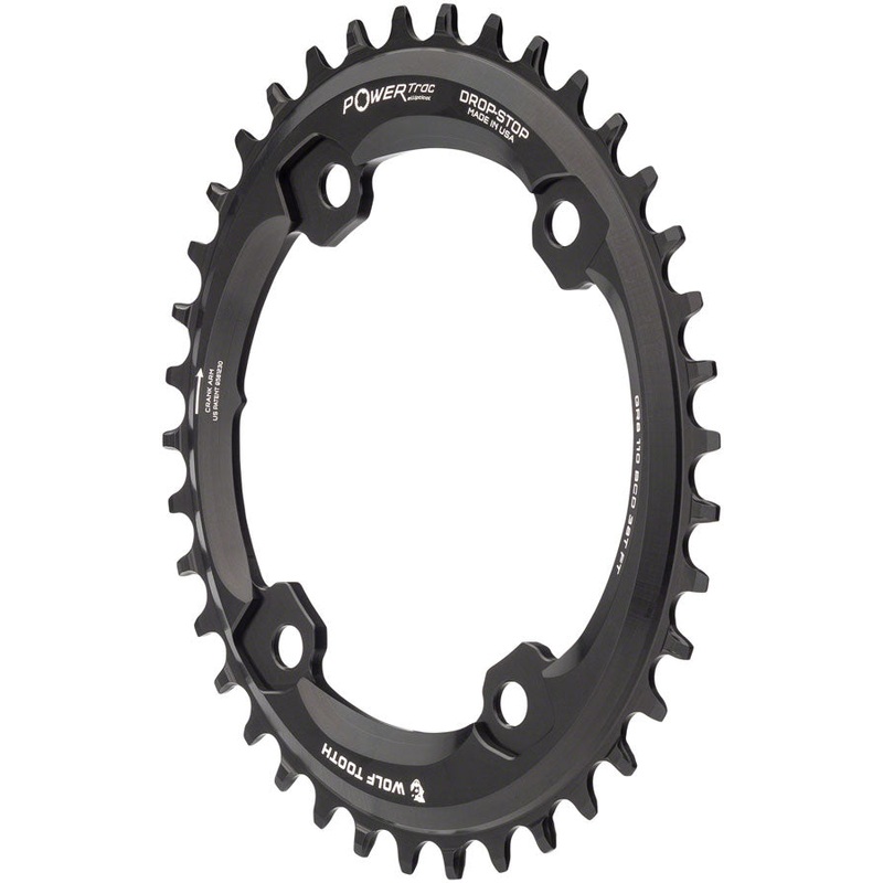 Wolf Tooth Elliptical Shimano 110 Asymmetric BCD Chainring – 38t, 110 Asymmetric BCD, 4-Bolt, Drop-Stop, For Shimano GRX