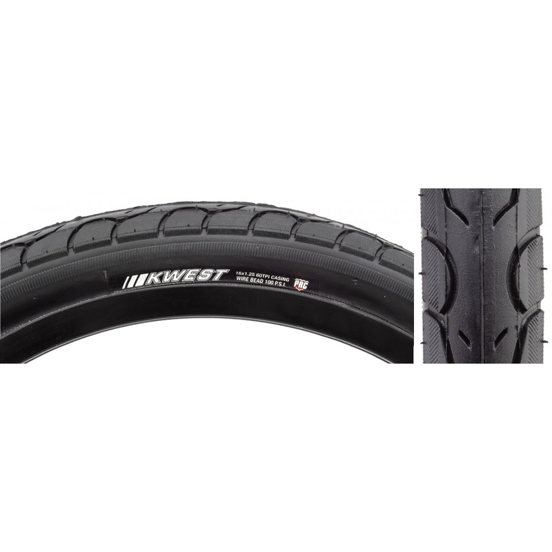 Kenda Kwest 16 x 1.25 Clincher Wire TPI 100 Black/Bsk Reflective BMX Bike Tire 212165