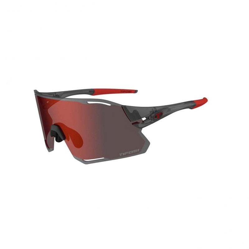 Tifosi Rail Race Interchangeable Lens Sunglasses – Satin Vapor Satin Vapor Includes – Clarion Red – Clear Lens