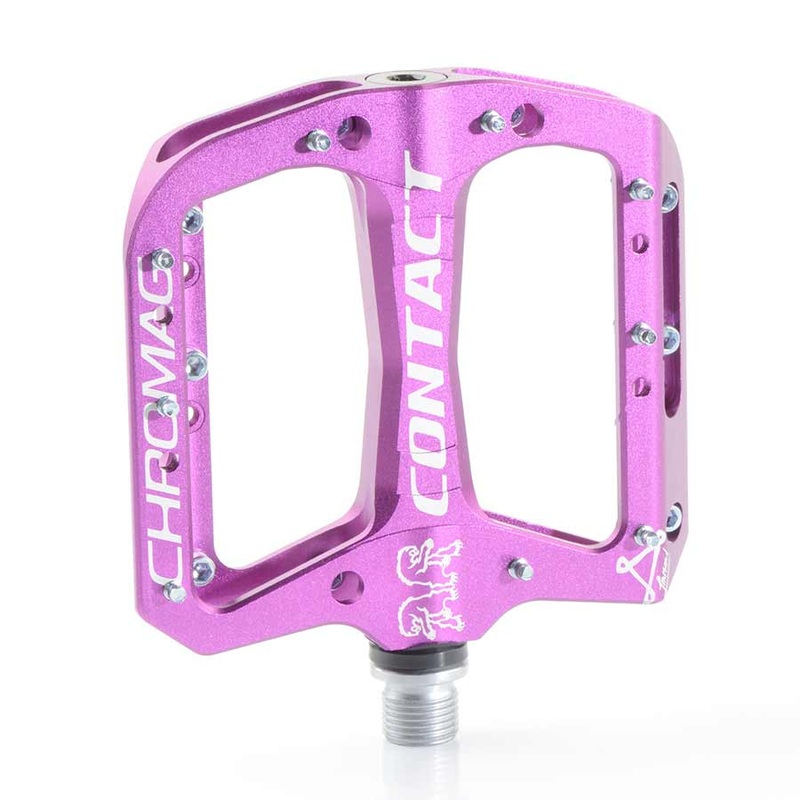 Chromag Contact Platform Pedals Collection  Concave Aluminum/Alloy Body, Tunable Pins, Low Profile, Signature Designs for BMX, Trail, Enduro & Freestyle Purple