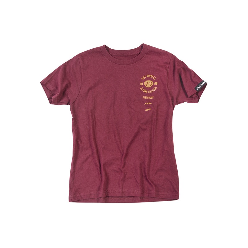 Fasthouse Stacked Hot Wheels Tee – Youth – Maroon Maroon Small