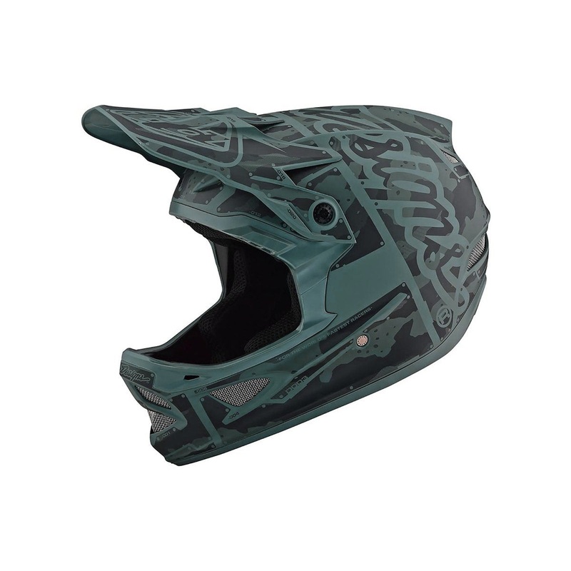 Troy Lee Designs D3 Fiberlite Factory Camo Full Face Helmet – Green Green Medium