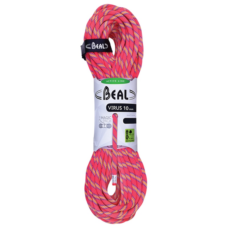 Beal Virus 10mm Climbing Rope  Durable Nylon, Low Impact Forces, Smooth Handling, Active Line, Versatile for All Climbing Disciplines 10MMX60M