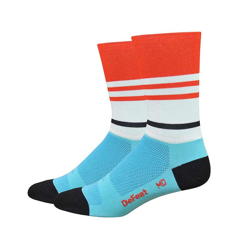DeFeet Aireator 6″ Socks Light Blue/Poinciana, M, Pair