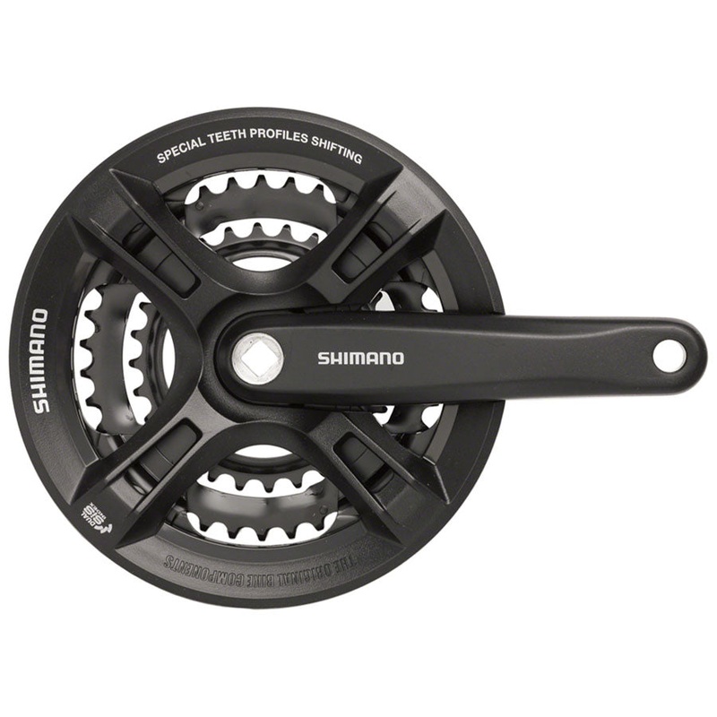Shimano Altus FC-M311 Crankset – 175mm 7/8-Speed 48/38/28t Riveted Square Taper JIS Spindle Interface BLK