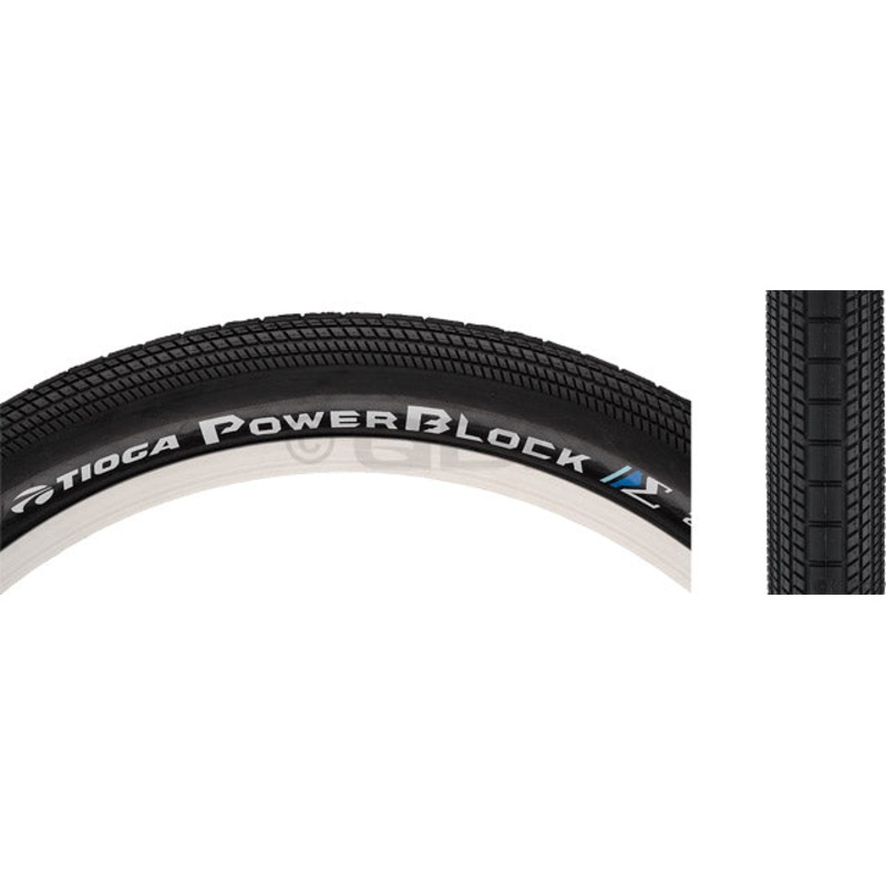 Tioga PowerBlock Tire 20 x 1.95 Clincher Wire Steel Black 60tpi BMX Bike BCIR0873