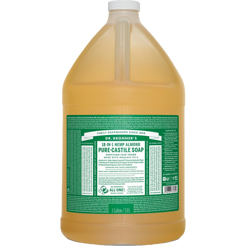 Dr. Bronner’s Almond Liquid Soap & Shampoo – Gallon Size for All Your Cleansing Needs