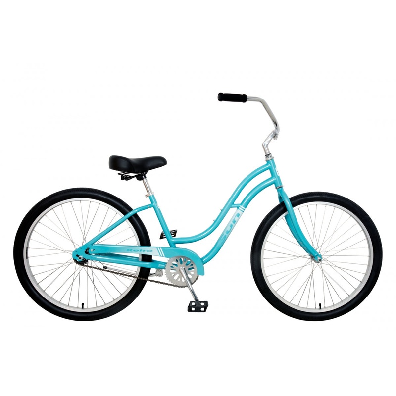 Retro Steel Cruiser Bicycles – Step-Thru 16″ City & Beach Bikes with Alloy Rims, Single-Speed Drivetrain, Coaster Brakes & Classic Style Aquamarine