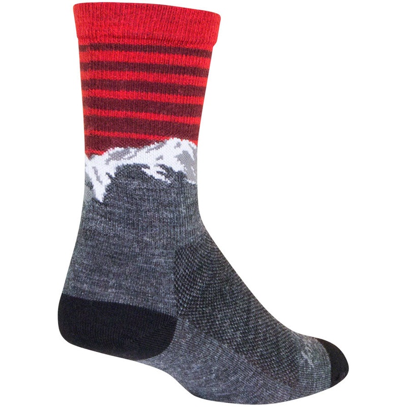 SockGuy Summit Wool Socks – 6″ Gray/Red/White Small/Medium