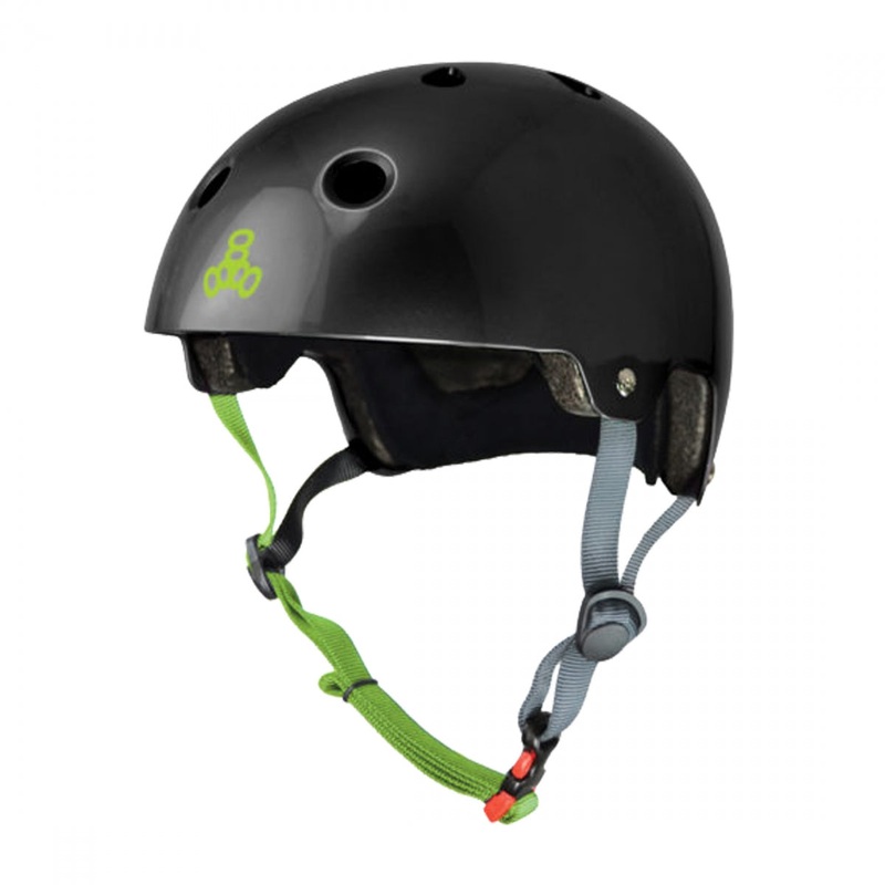 Bike Helmet Triple Eight Dual Certified ABS Hardshell Large/XLarge Black/Zest Gloss