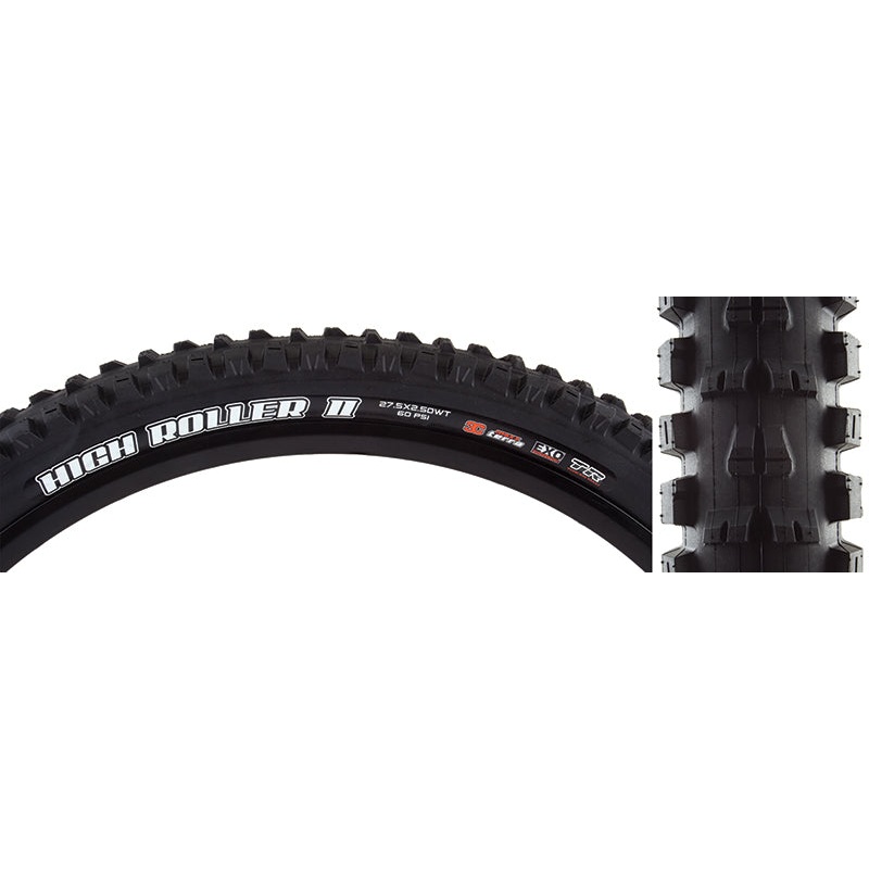 Maxxis High Roller II Tire – 27.5 x 2.5 Tubeless Folding BLK 3C Maxx Terra EXO Wide Trail